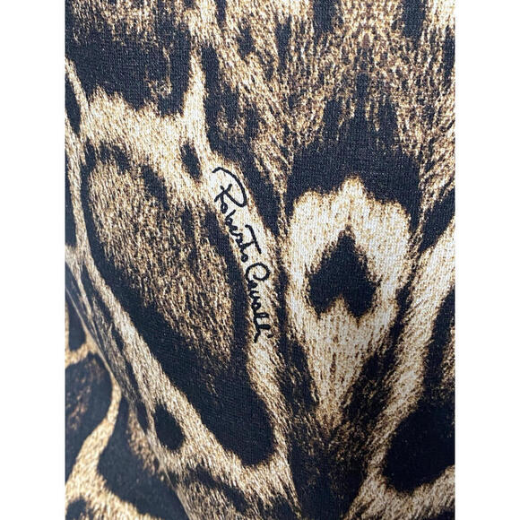 Vintage 2003 Roberto Cavalli M Short Sleeve Turtleneck Animal Print Top Brown - Picture 7 of 9